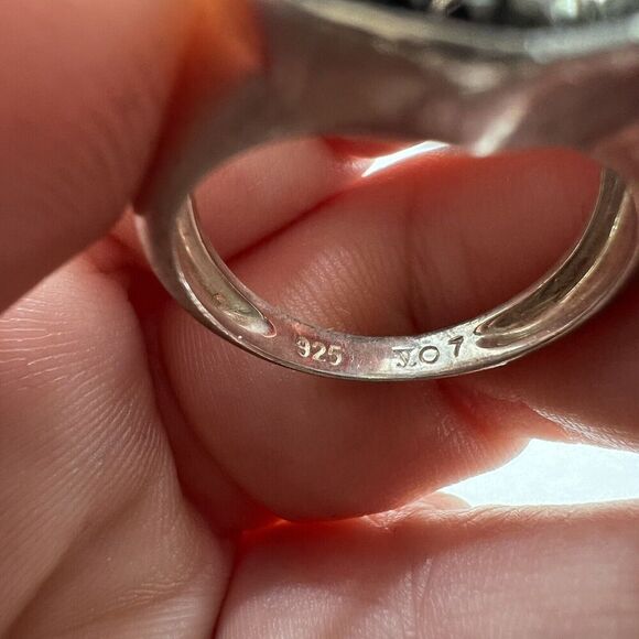 Faceted Quartz Crystal 925 Sterling Large Ring With Spinel READ Size 6.75 - Picture 13 of 16